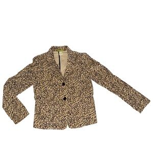 Corduroy cream, tan, and black floral leaf print blazer